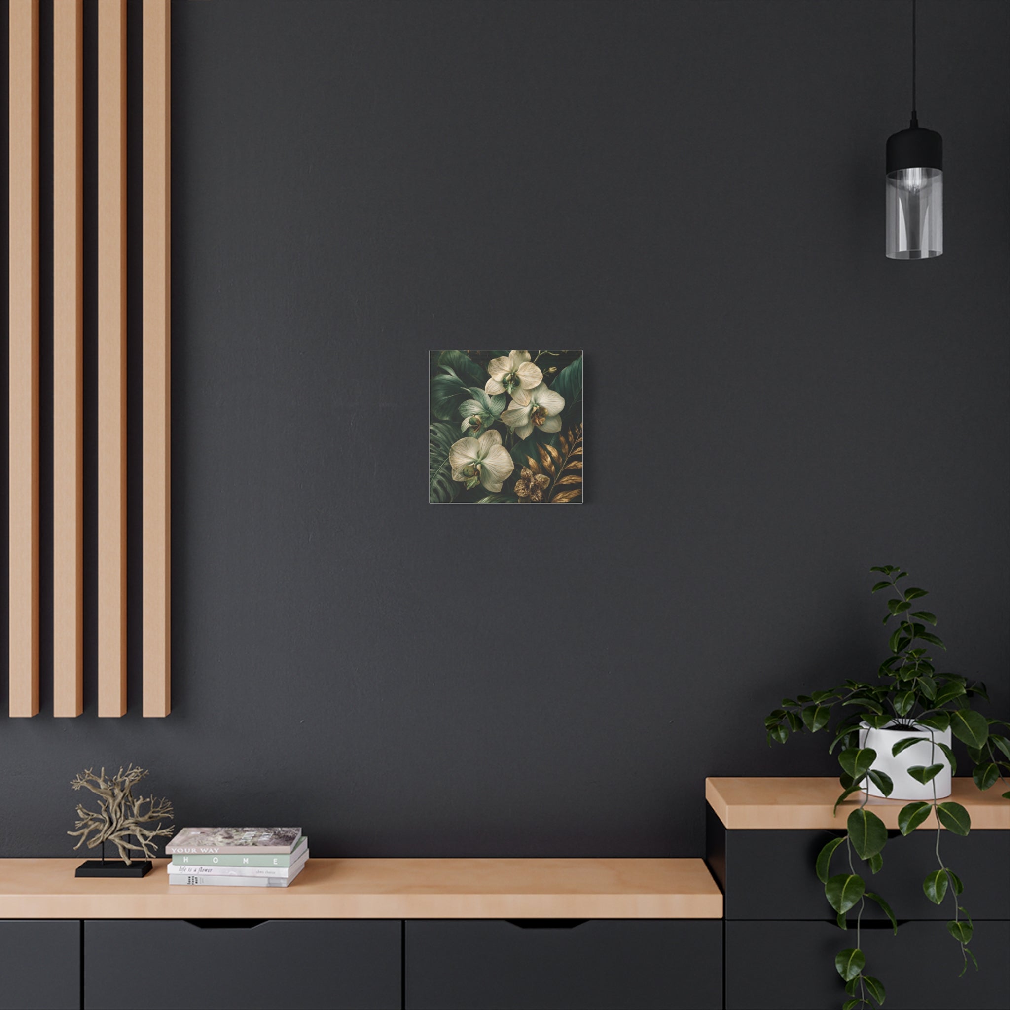 Orchid & Tropical Foliage Matte Canvas Print — Stretched Wall Art