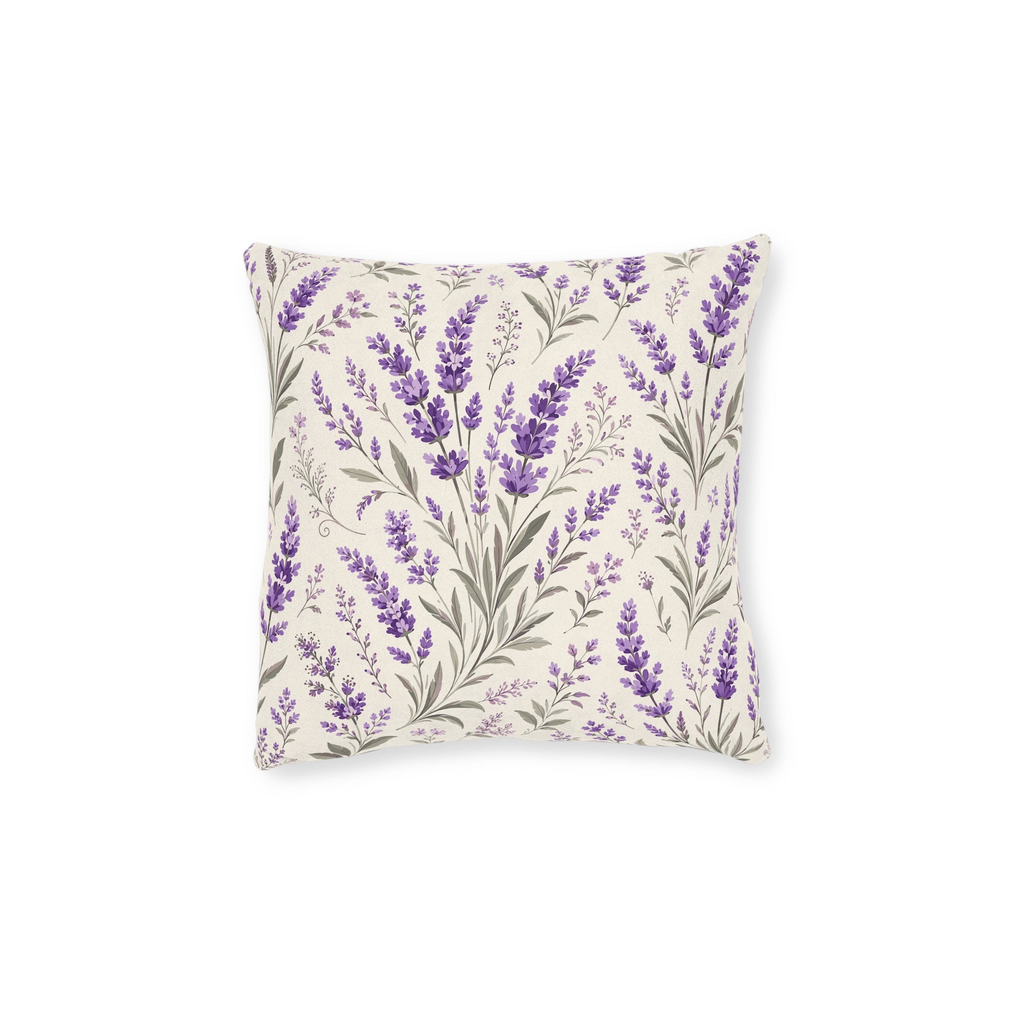 Lavender Blossom Square Pillow — Floral Decorative Throw Pillow