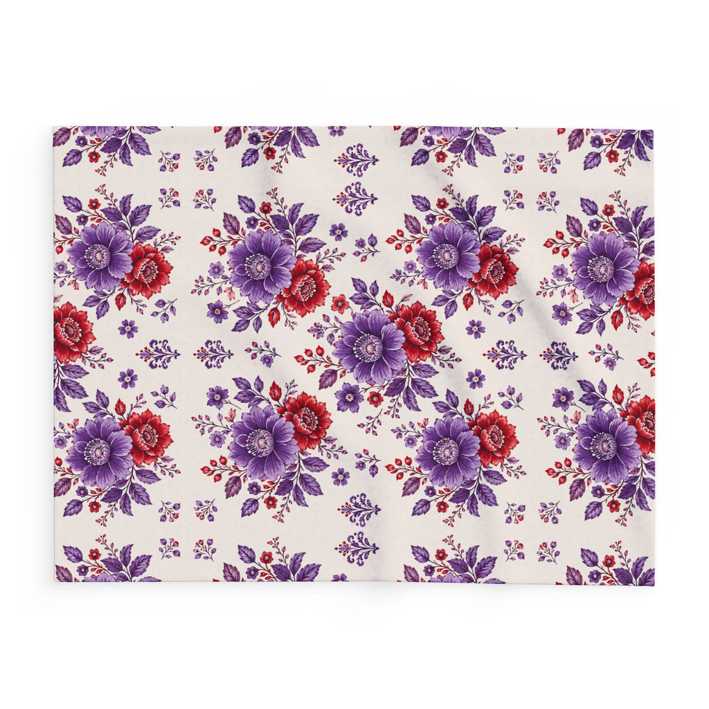 Floral Fleece Blanket — Purple & Red Vintage Blossom Throw