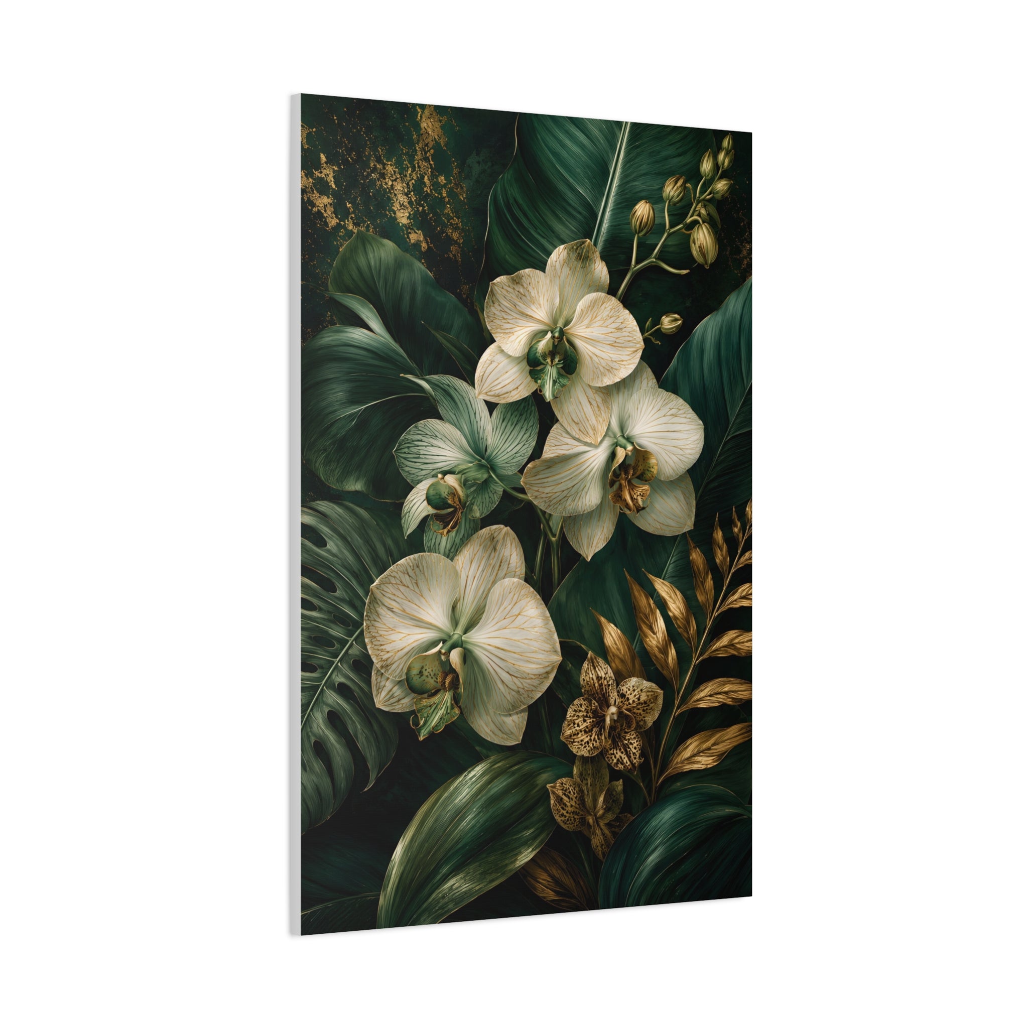 Orchid & Tropical Foliage Matte Canvas Print — Stretched Wall Art