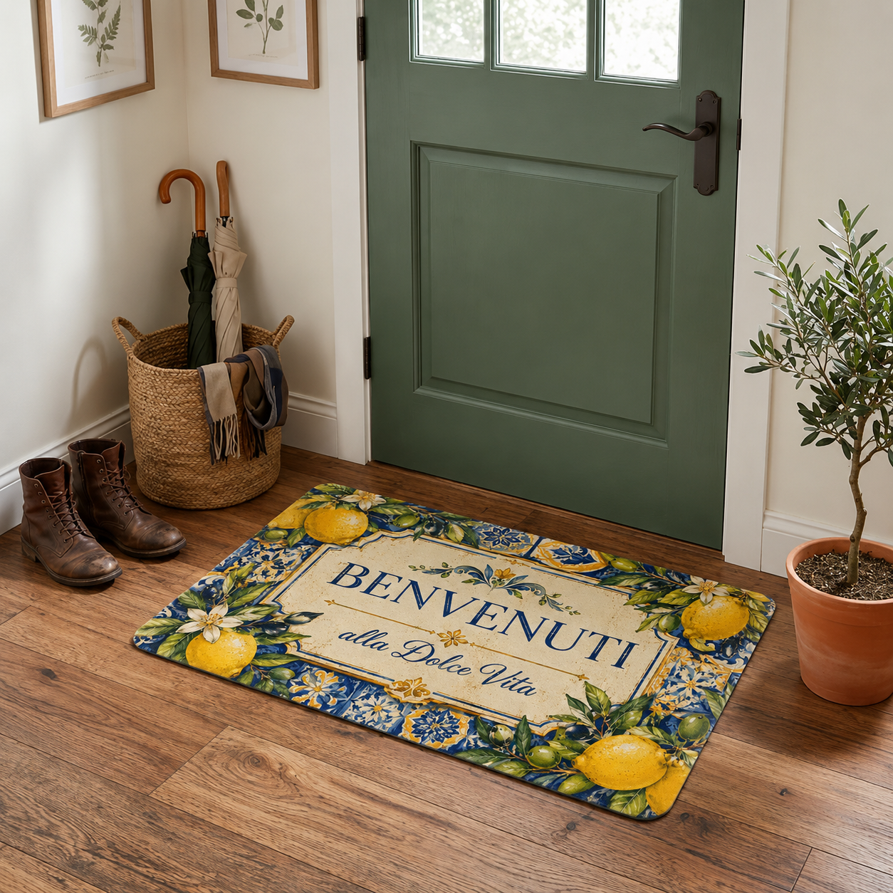 Italian Lemon 'Benvenuti' Welcome Doormat - Dolce Vita Entry Mat