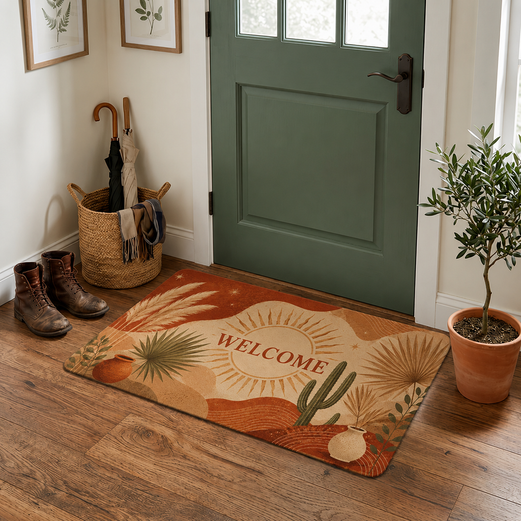 Doormat — Boho Desert 'WELCOME' Polyester Welcome Mat